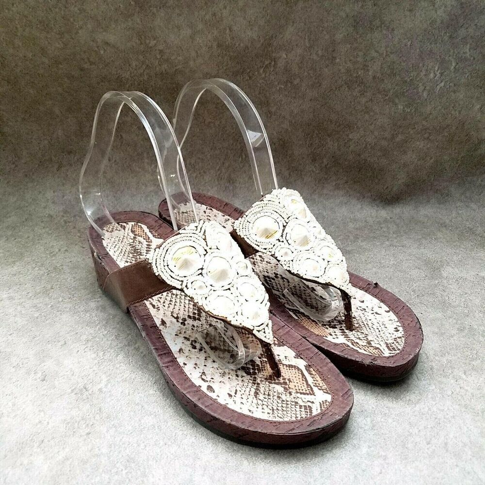 Libby Edelman Womens Wonder  Sz 9 M Brown  Thong Low Wedge Sandals